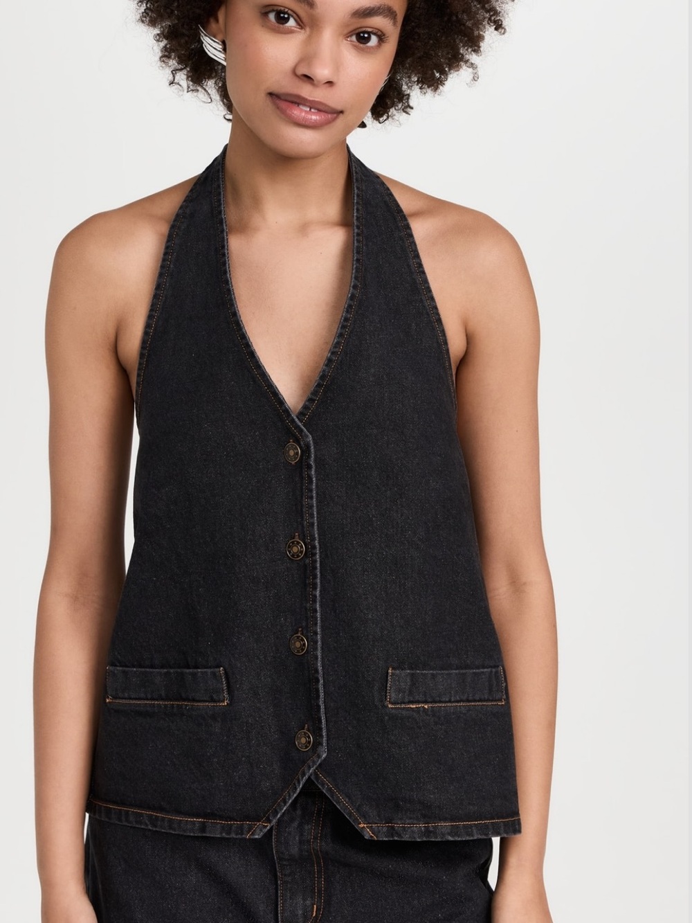 Lioness Women’s Black Denim Halter Vest EUC